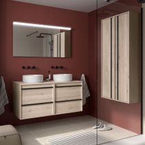 Ensemble ATTILA 120cm meuble 4 tiroirs Chêne naturel + plan (vasques & miroir en option) - Salgar Réf. 104977