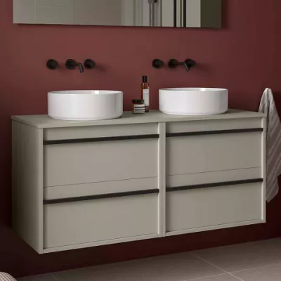 Ensemble ATTILA 120cm meuble 4 tiroirs Gris satin� + plan (vasques & miroir en option) - Salgar R�f. 117999