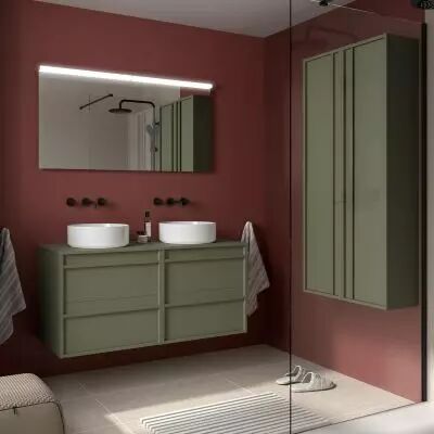 Ensemble ATTILA 120cm meuble 4 tiroirs Vert satin� + plan (vasques & miroir en option) - Salgar R�f. 104975