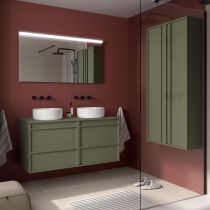 Ensemble ATTILA 120cm meuble 4 tiroirs Vert satiné + plan (vasques & miroir en option) - Salgar Réf. 104975