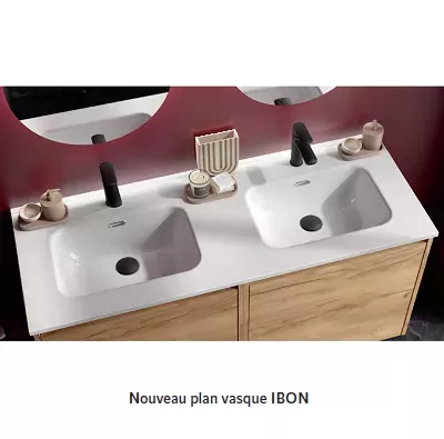 Ensemble ATTILA 121cm Blanc satin� meuble 2 tiroirs + vasque (miroir en option) - SALGAR R�f. 104731