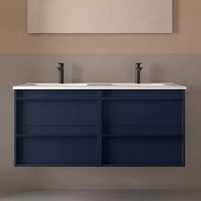Ensemble ATTILA 121cm Bleu satin� meuble 2 tiroirs + vasque (miroir en option)  - SALGAR R�f. 104733