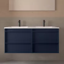 Ensemble ATTILA 121cm Bleu satin&eacute; meuble 2 tiroirs + vasque (miroir en option)  - SALGAR R&eacute;f. 104733