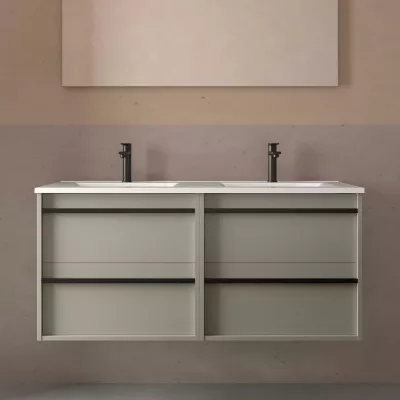 Ensemble ATTILA 121cm Gris satin� meuble 2 tiroirs + vasque (miroir en option) - SALGAR R�f. 117987
