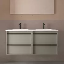 Ensemble ATTILA 121cm Gris satin&eacute; meuble 2 tiroirs + vasque (miroir en option) - SALGAR R&eacute;f. 117987