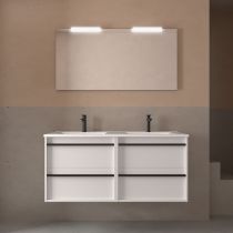 Ensemble ATTILA 121cm meuble 4 tiroirs Blanc satiné + vasque (miroir en option) - Salgar Réf. 104831