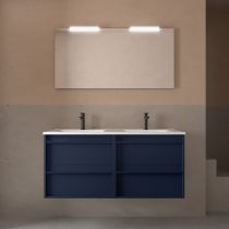 Ensemble ATTILA 121cm meuble 4 tiroirs Bleu satiné + vasque (miroir en option) - Salgar Réf. 104833