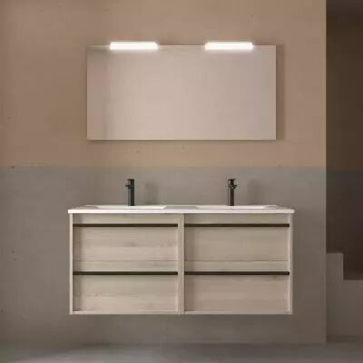 Ensemble ATTILA 121cm meuble 4 tiroirs Ch�ne naturel + vasque (miroir en option) - Salgar R�f. 104836