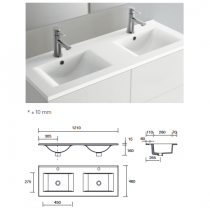 Ensemble ATTILA 121cm meuble 4 tiroirs Chêne naturel + vasque (miroir en option) - Salgar Réf. 104831