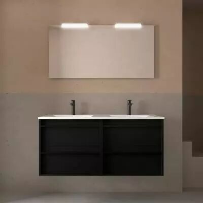 Ensemble ATTILA 121cm meuble 4 tiroirs Noir satin� + vasque (miroir en option) - Salgar R�f. 104832