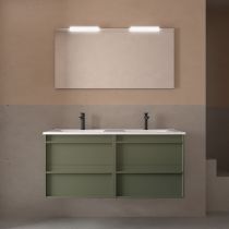 Ensemble ATTILA 121cm meuble 4 tiroirs Vert satiné + vasque (miroir en option) - Salgar Réf. 104834