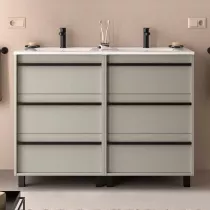 Ensemble ATTILA 121cm meuble 6 tiroirs Gris satin&eacute; + vasque (miroir en option) - SALGAR R&eacute;f. 118004