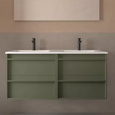 Ensemble ATTILA 121cm Vert satin� meuble 2 tiroirs + vasque (miroir en option) - SALGAR R�f. 104734