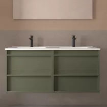 Ensemble ATTILA 121cm Vert satin&eacute; meuble 2 tiroirs + vasque (miroir en option) - SALGAR R&eacute;f. 104734
