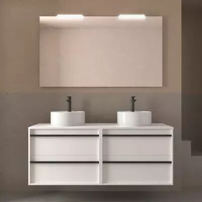 Ensemble ATTILA 140cm meuble 4 tiroirs Blanc satin� + plan (vasques & miroir en option) - Salgar R�f. 104980