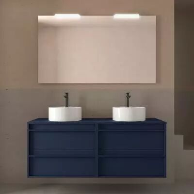 Ensemble ATTILA 140cm meuble 4 tiroirs Bleu satin� + plan (vasques & miroir en option) - Salgar R�f. 104982