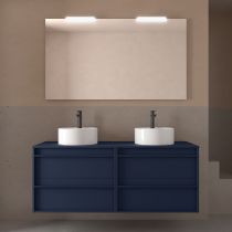 Ensemble ATTILA 140cm meuble 4 tiroirs Bleu satiné + plan (vasques & miroir en option) - Salgar Réf. 104982