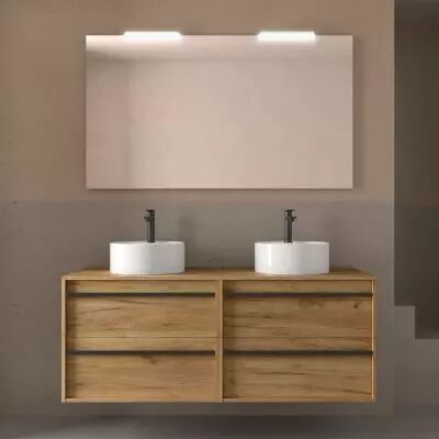 Ensemble ATTILA 140cm meuble 4 tiroirs Ch�ne Africain + plan (vasques & miroir en option) - Salgar R�f. 104986