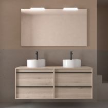 Ensemble ATTILA 140cm meuble 4 tiroirs Chêne naturel + plan (vasques & miroir en option) - Salgar Réf. 104985