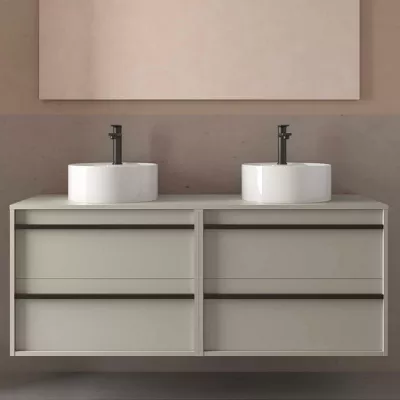 Ensemble ATTILA 140cm meuble 4 tiroirs Gris satin� + plan (vasques & miroir en option) - Salgar R�f. 118000