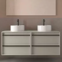 Ensemble ATTILA 140cm meuble 4 tiroirs Gris satin&eacute; + plan (vasques & miroir en option) - Salgar R&eacute;f. 118000