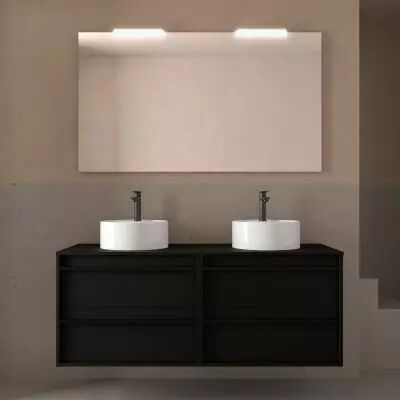 Ensemble ATTILA 140cm meuble 4 tiroirs Noir satin� + plan (vasques & miroir en option) - Salgar R�f. 104981