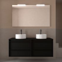 Ensemble ATTILA 140cm meuble 4 tiroirs Noir satiné + plan (vasques & miroir en option) - Salgar Réf. 104981