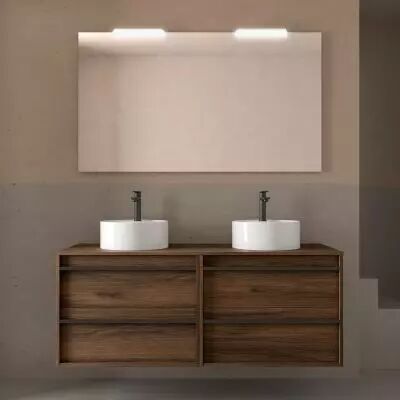 Ensemble ATTILA 140cm meuble 4 tiroirs Noyer Maya + plan (vasques & miroir en option) - Salgar R�f. 104987