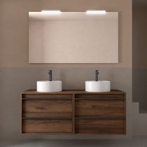 Ensemble ATTILA 140cm meuble 4 tiroirs Noyer Maya + plan (vasques & miroir en option) - Salgar Réf. 104987