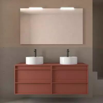 Ensemble ATTILA 140cm meuble 4 tiroirs Rouge satin� + plan (vasques & miroir en option) - Salgar R�f. 104984