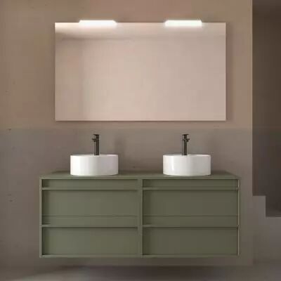 Ensemble ATTILA 140cm meuble 4 tiroirs Vert satin� + plan (vasques & miroir en option) - Salgar R�f. 104983