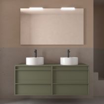 Ensemble ATTILA 140cm meuble 4 tiroirs Vert satiné + plan (vasques & miroir en option) - Salgar Réf. 104983