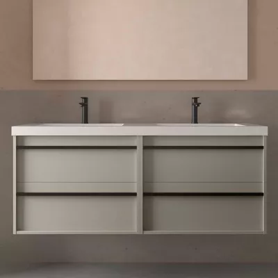 Ensemble ATTILA 141cm Gris satin� meuble 4 tiroirs + vasque (miroir en option) - SALGAR R�f. 117988