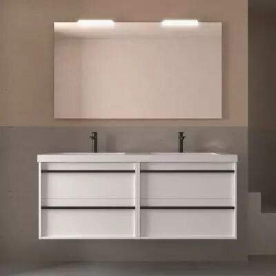 Ensemble ATTILA 141cm meuble 4 tiroirs Blanc satin� + vasque (miroir en option) - Salgar R�f. 104839