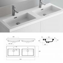 Ensemble ATTILA 141cm meuble 4 tiroirs Blanc satiné + vasque (miroir en option) - Salgar Réf. 104839