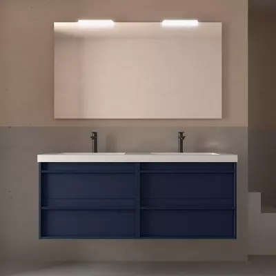 Ensemble ATTILA 141cm meuble 4 tiroirs Bleu satin� + vasque (miroir en option) - Salgar R�f. 104841