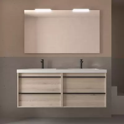 Ensemble ATTILA 141cm meuble 4 tiroirs Ch�ne naturel + vasque (miroir en option) - Salgar R�f. 104844