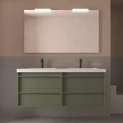 Ensemble ATTILA 141cm meuble 4 tiroirs Vert satin� + vasque (miroir en option) - Salgar R�f. 104842