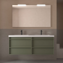 Ensemble ATTILA 141cm meuble 4 tiroirs Vert satiné + vasque (miroir en option) - Salgar Réf. 104842