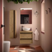 Ensemble ATTILA 60cm meuble 2 tiroirs Chêne Africain + plan (vasque & miroir en option) - Salgar Réf. 104944