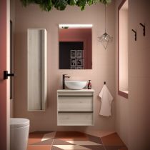 Ensemble ATTILA 60cm meuble 2 tiroirs Chêne naturel + plan (vasque & miroir en option) - Salgar Réf. 104943