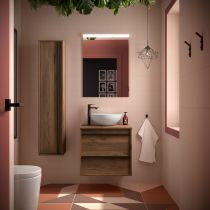 Ensemble ATTILA 60cm meuble 2 tiroirs Noyer Maya + plan (vasque & miroir en option) - Salgar Réf. 104945