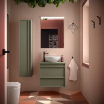Ensemble ATTILA 60cm meuble 2 tiroirs Vert satiné + plan (vasque & miroir en option) - Salgar Réf. 104941