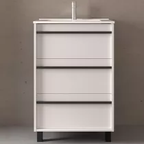 Ensemble ATTILA 61cm Blanc satin&eacute; meuble 3 tiroirs + vasque (miroir en option) - SALGAR R&eacute;f. 105104
