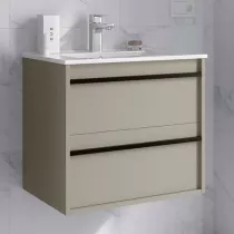 Ensemble ATTILA 61cm Gris satin&eacute; meuble 2 tiroirs + vasque (miroir en option) - SALGAR R&eacute;f. 117983