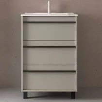 Ensemble ATTILA 61cm Gris satin&eacute; meuble 3 tiroirs + vasque (miroir en option)- SALGAR R&eacute;f. 118001