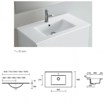 Ensemble ATTILA 61cm meuble 2 tiroirs Blanc satiné + vasque (miroir en option) - Salgar Réf. 104739