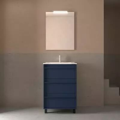 Ensemble ATTILA 61cm meuble 3 tiroirs Bleu satin� + vasque (miroir en option) - Salgar R�f. 105138