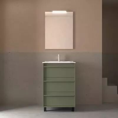 Ensemble ATTILA 61cm meuble 3 tiroirs Vert satin� + vasque (miroir en option) - Salgar R�f. 105139