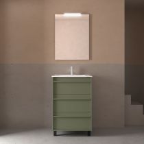 Ensemble ATTILA 61cm meuble 3 tiroirs Vert satiné + vasque (miroir en option) - Salgar Réf. 105139